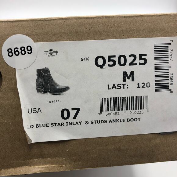 Circle G by Corral Star Inlay Studded Leather Ankle Boots Multicolor Size 7 M - Picture 10 of 10